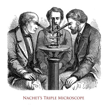 Triple-microscope made by the optician Camille Sebastien Nachet in Paris, 19th century