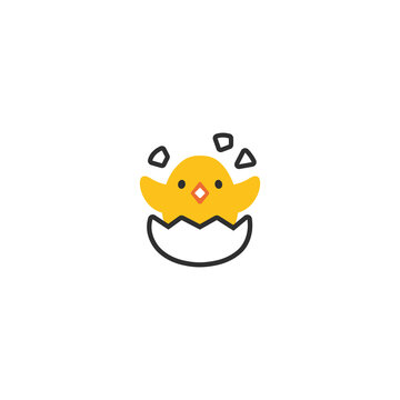 Hatching Chick Vector Isolated Icon Illustration. Hatching Chick Icon