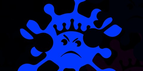 Dark pink, blue vector backdrop with virus symbols.