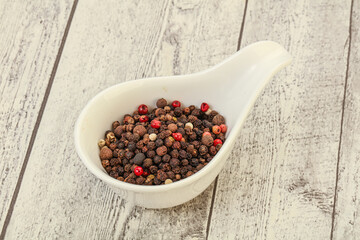 Peppercorn heap in the bowl