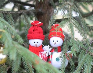 snowman and christmas tree
