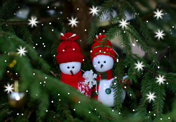 snowman and christmas tree