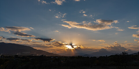 Molise, Mainarde, sunset. The Mainarde mountain range extends along the border between Molise and...