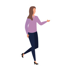 elegant business woman walking avatar character vector illustration design