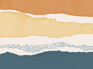 Naklejka premium Abstract texture with torn deckled paper edges in earthy colors and dots. Digital paper background.
