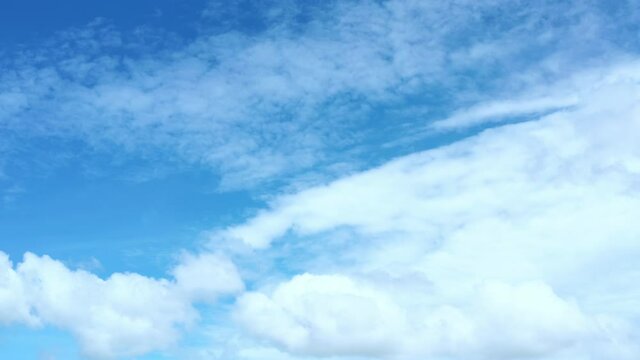 4K Aerial drone view summer blue sky with cloud moving pan camera.