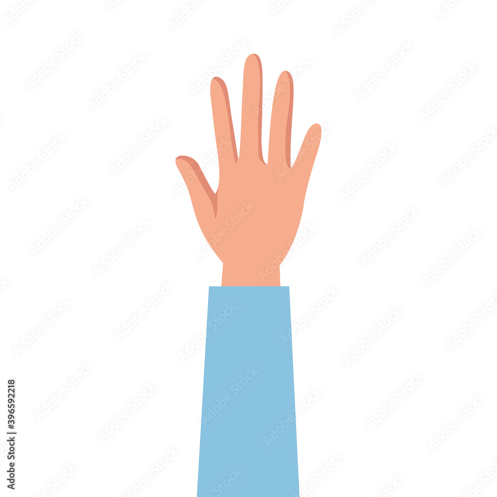 Poster hand human protesting with sleeve vector illustration design