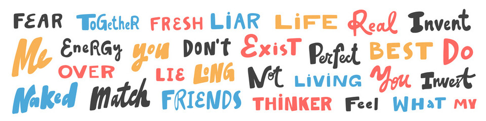 Vector hand drawn sticker logo words set collection.