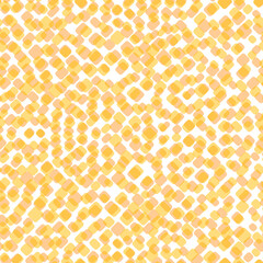 Abstract yellow squares on white background. Seamless pattern with geometric print for wallpaper, web page, textures, card, postcard, faric, textile. Stylish ornament. Decorative vector illustration.