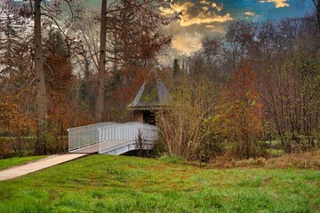 Paysage nature, avec petit pont