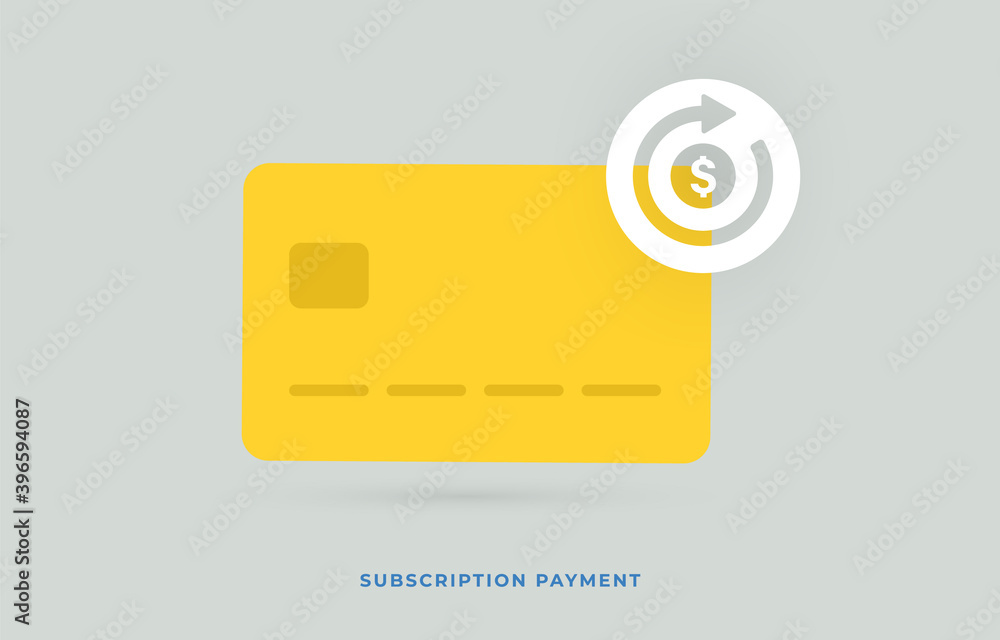Poster subscription payment modern flat vector icon. recurring payment icon with an arrow showing regularit