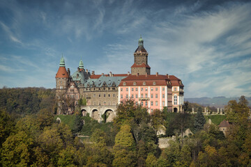 Fototapeta na wymiar Ksiaz Castle is one of the largest castles in Poland and Europe. 