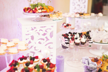 Buffet with a variety of delicious sweets, food ideas, celebration