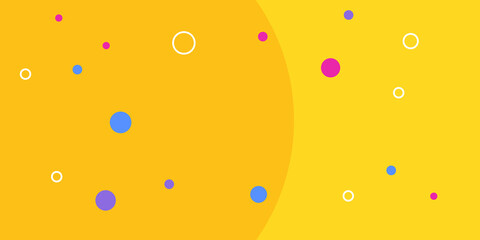 Orange and yellow colored geometric vector background with thin frame and abstract dots and lines 