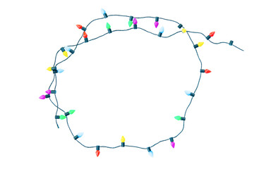 Christmas lights string isolated on white background with clipping path