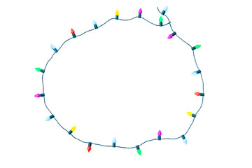 Christmas lights string isolated on white background with clipping path
