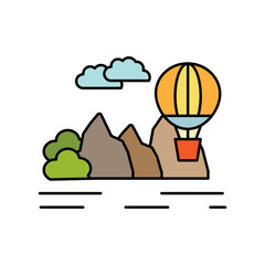 Landscape hot air balloon line icon. Element of landscapes icon