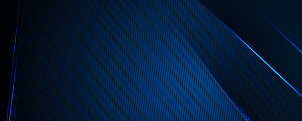 Vector abstract, futuristic, energy technology concept for presentation design. Digital image of light rays, stripes lines with blue light, speed and motion blur over dark blue background