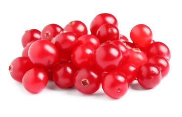 Pile of fresh ripe cranberries on white background