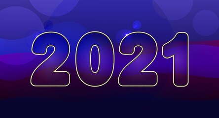 numbers 2021 with a Golden outline on a bright blue background. new year.