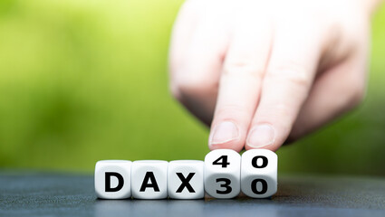Symbol for the change of the German Stock Market Index Dax30 to Dax40.