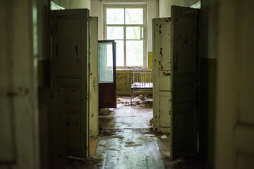 Inside kindergarten in abandoned village of Chernobyl zone