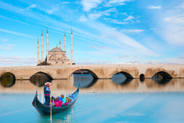 Gondola trip on the river - The Stone Bridge and Sabanci Mosque  - Adana, Turkey