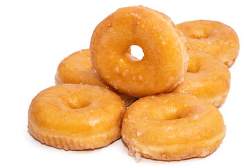 grouped fresh donuts isolated on white