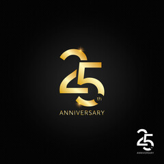 25 years anniversary logo, icon and symbol vector illustration - obrazy, fototapety, plakaty