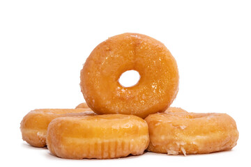 grouped fresh donuts isolated on white