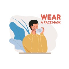 Cartoon flat character shows protective measures against coronavirus Covid-19 or 2019-ncov - prevention and personal hygiene concept