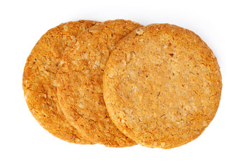 Stack of oat cookies isolated on white