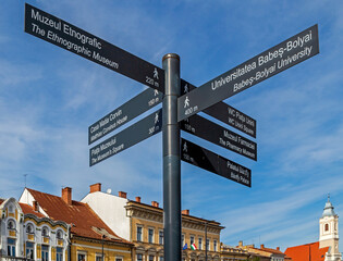 Obraz premium Street signs, Cluj-Napoca, Transylvania, Romania