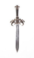 medieval sword with sharp blade isolated on white background