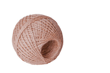 tangle of tough strong thread isolated on white background with place for text on the right