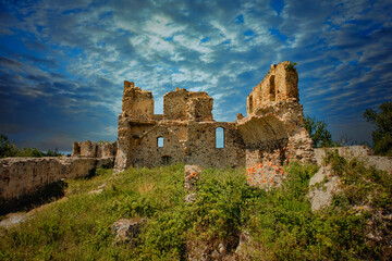 Fototapeta na wymiar Ruins of an ancient medieval castle.