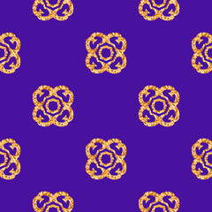 Seamless pattern with golden glittered geometric shapes, vector illustration