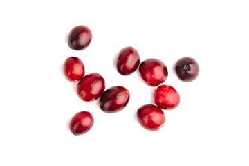 Cranberries isolated on white background