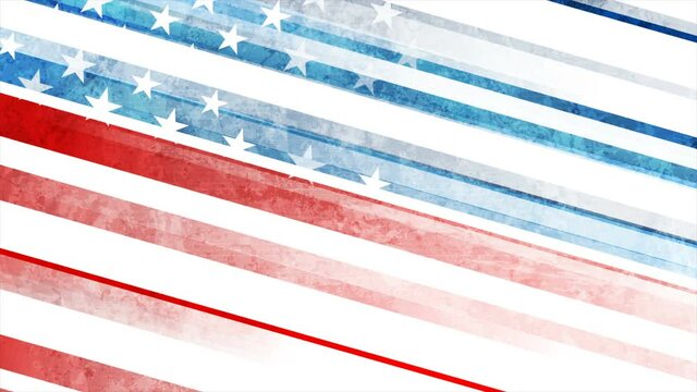 USA flag colors, stars and stripes abstract grunge motion design. Independence Day modern background. Seamless looping. Video animation Ultra HD 4K 3840x2160