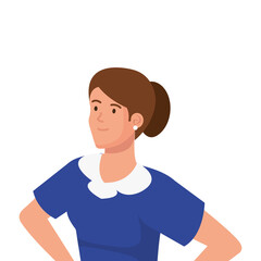 chambermaid female worker avatar character vector illustration design