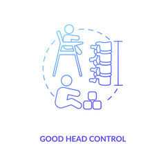 Good head control concept icon. Breastfeeding benefits. Working on some simple sitting up exercises. Engage in games idea thin line illustration. Vector isolated outline RGB color drawing