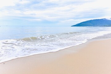 Fototapeta na wymiar Seashore of Khanom Beach in Nakhon Si Thammarat, Thailand