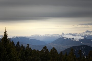 Fototapeta na wymiar Majestic High mountains with winter snow