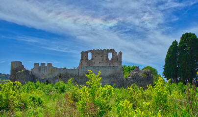 Fototapeta na wymiar Ruins of an ancient medieval castle.
