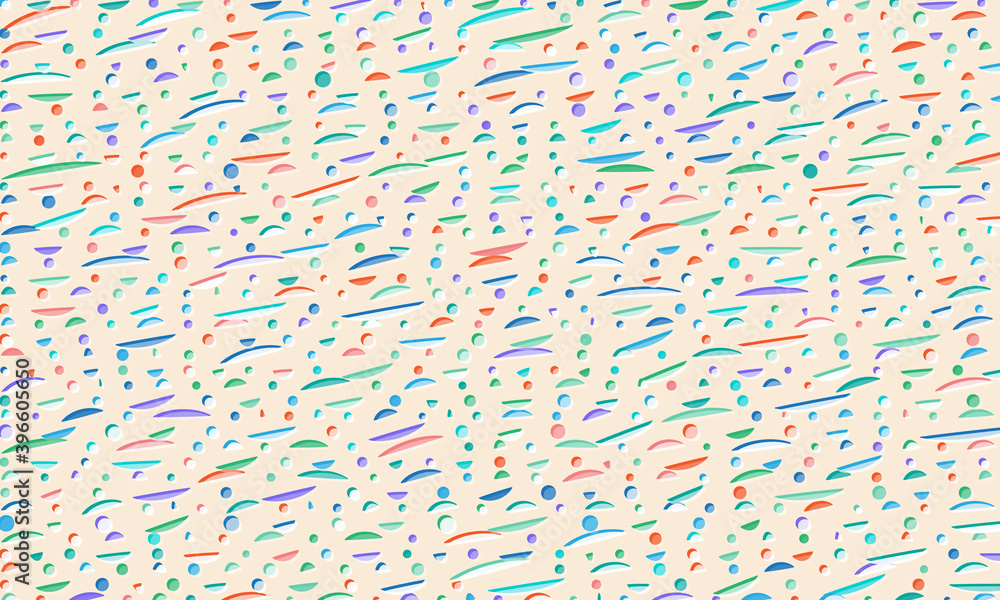 Poster abstract colored background with dots and segments. blue, red and green trendy colors elements over 