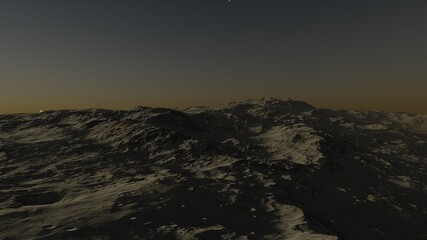 science fiction illustration, alien planet landscape, view from a beautiful planet, beautiful space background 3d render