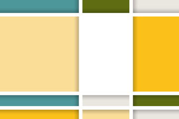 Naklejka premium Abstract white background with colorful paper cut abstract geometric shapes. Design for poster, banner, card. 3D paper images with a subtle blend of pastel colors. Copy space.