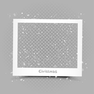Christmas photography frame with blowing snow