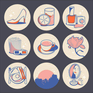 icons set, girl`s icins