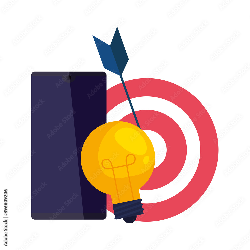 Canvas Prints smartphone electronic with bulb and target vector illustration design
